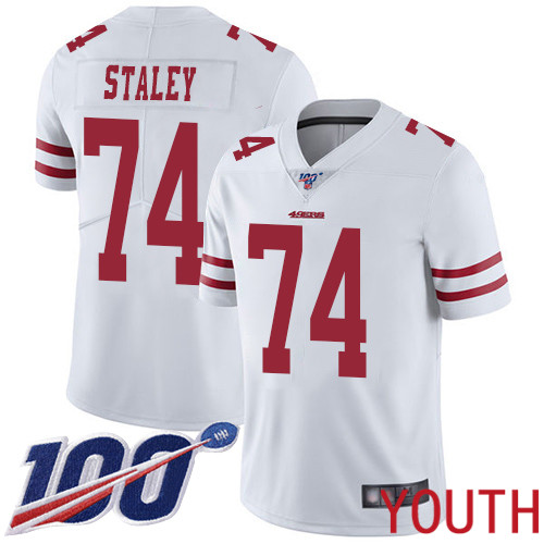 San Francisco 49ers Limited White Youth Joe Staley Road NFL Jersey #74 100th Season Vapor Untouchable->san francisco 49ers->NFL Jersey